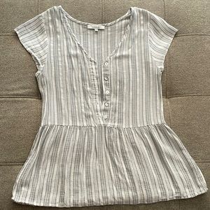 Blue and white striped blouse